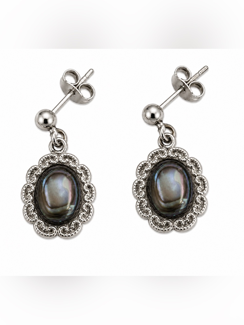Earrings Abalone Oval Pierced Possibly Vintage 1/2" x 1/4" Dangle